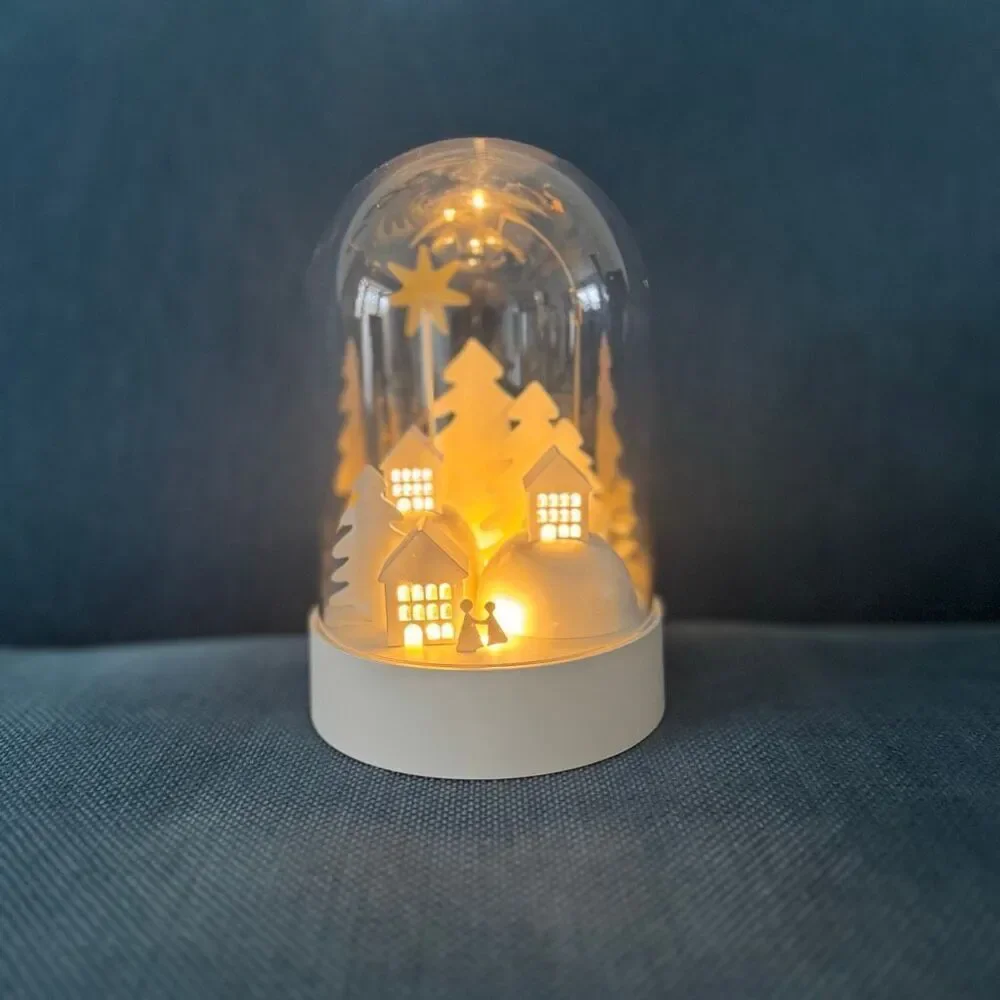 IKEA Strala White LED Snow Globe Dome Village